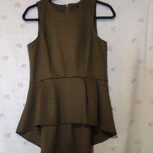 Worthington Dress Womens Medium Color Olive Zip Up Back Sleevelees Quilted Hi Lo